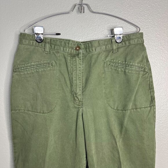 Christopher & Banks Army Green Straight Leg Casual High Waist Pants Flap Pockets - Picture 4 of 8